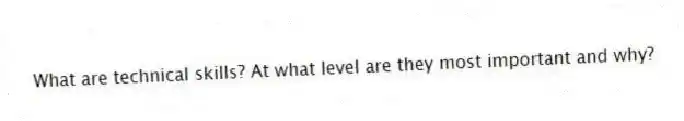 What are technical skills? At what level are they most important and why?