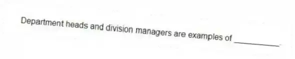 Department heads and division managers are examples of __________.