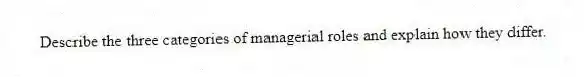 Describe the three categories of managerial roles and explain how they differ.