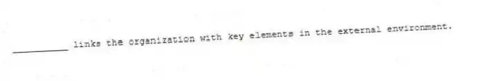__________ links the organization with key elements in the external environment.