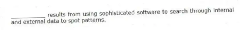 __________ results from using sophisticated software to search through internal and external data to spot patterns.