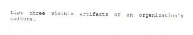 List three visible artifacts of an organization's culture.