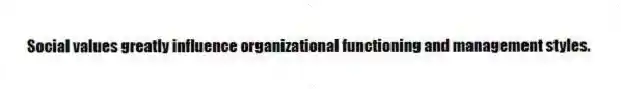 Social values greatly influence organizational functioning and management styles.