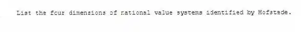 List the four dimensions of national value systems identified by Hofstede.
