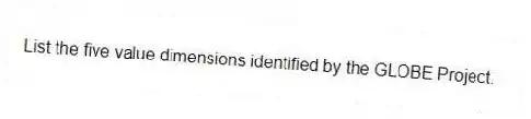 List the five value dimensions identified by the GLOBE Project.