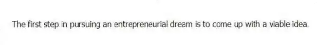 The first step in pursuing an entrepreneurial dream is to come up with a viable idea.