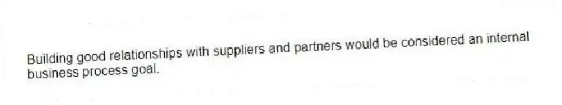 Building good relationships with suppliers and partners would be considered an internal business process goal.