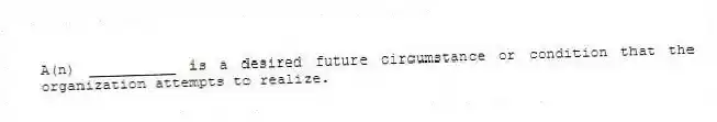 A(n) __________ is a desired future circumstance or condition that the organization attempts to realize.