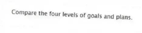 Compare the four levels of goals and plans.