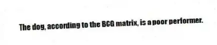 The dog, according to the BCG matrix, is a poor performer.