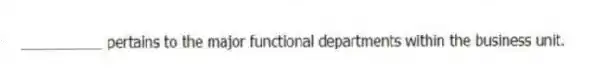 __________ pertains to the major functional departments within the business unit.
