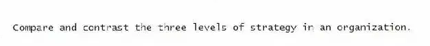 Compare and contrast the three levels of strategy in an organization.