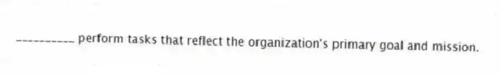 __________ perform tasks that reflect the organization's primary goal and mission.