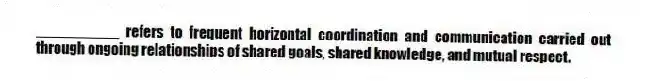 __________ refers to frequent horizontal coordination and communication carried out through ongoing relationships of shared goals, shared knowledge, and mutual respect.