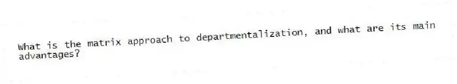 What is the matrix approach to departmentalization, and what are its main advantages?