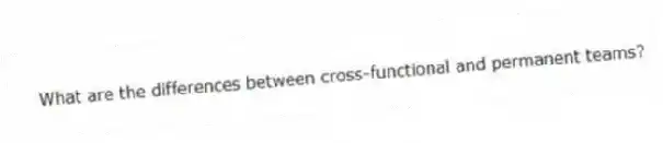 What are the differences between cross-functional and permanent teams?