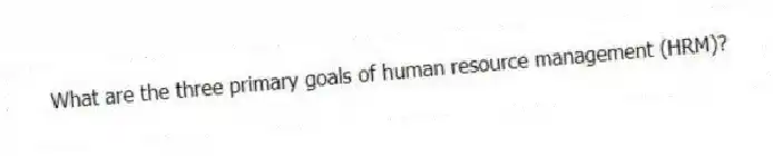 What are the three primary goals of human resource management (HRM)?