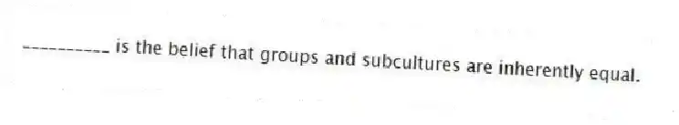 __________ is the belief that groups and subcultures are inherently equal.