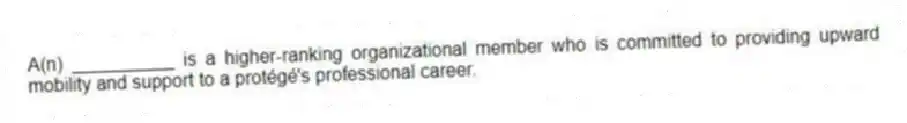 A(n) __________ is a higher-ranking organizational member who is committed to providing upward mobility and support to a protégé's professional career.