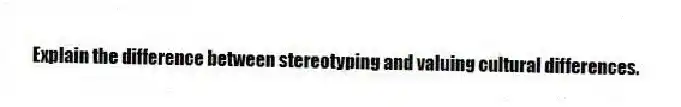 Explain the difference between stereotyping and valuing cultural differences.