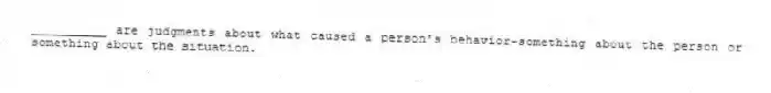__________ are judgments about what caused a person's behavior-something about the person or something about the situation.