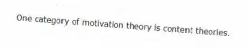 One category of motivation theory is content theories.