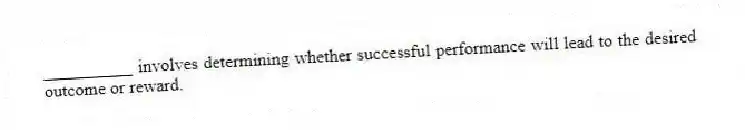 __________ involves determining whether successful performance will lead to the desired outcome or reward.