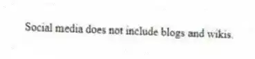 Social media does not include blogs and wikis.