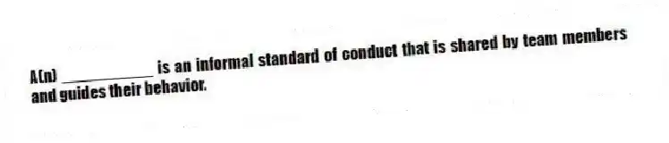 A(n) __________ is an informal standard of conduct that is shared by team members and guides their behavior.