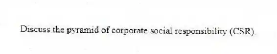Discuss the pyramid of corporate social responsibility (CSR).