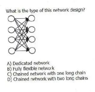 What is the type of this network design?
A) Dedicated network
B) Fully flexible network
C) Chained network with one long chain
D) Chained network with two long chains