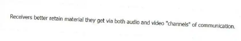 Receivers better retain material they get via both audio and video "channels" of communication.