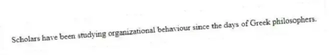Scholars have been studying organizational behaviour since the days of Greek philosophers.