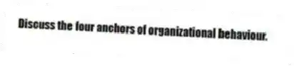 Discuss the four anchors of organizational behaviour.