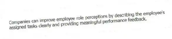 Companies can improve employee role perceptions by describing the employee's assigned tasks clearly and providing meaningful performance feedback.