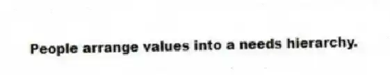 People arrange values into a needs hierarchy.
