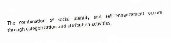 The combination of social identity and self-enhancement occurs through categorization and attribution activities.