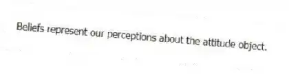 Beliefs represent our perceptions about the attitude object.