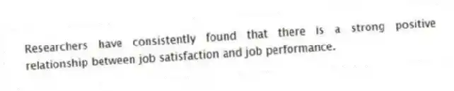 Researchers have consistently found that there is a strong positive relationship between job satisfaction and job performance.
