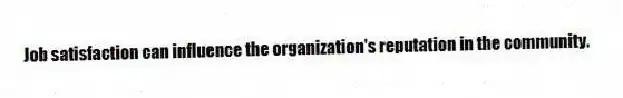 Job satisfaction can influence the organization's reputation in the community.