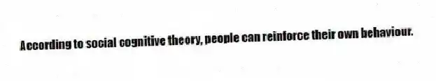 According to social cognitive theory, people can reinforce their own behaviour.