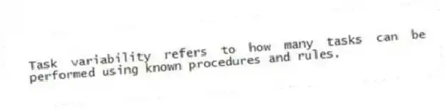 Task variability refers to how many tasks can be performed using known procedures and rules.