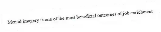 Mental imagery is one of the most beneficial outcomes of job enrichment