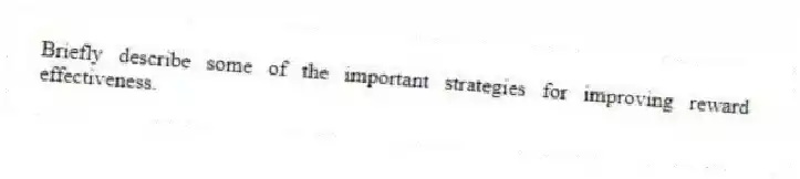 Briefly describe some of the important strategies for improving reward effectiveness.