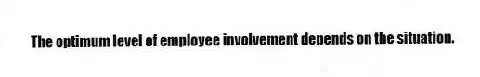 The optimum level of employee involvement depends on the situation.