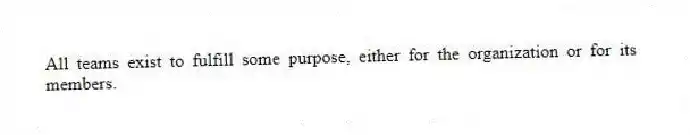 All teams exist to fulfill some purpose, either for the organization or for its members.