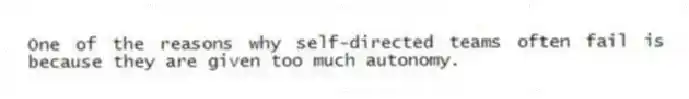 One of the reasons why self-directed teams often fail is because they are given too much autonomy.