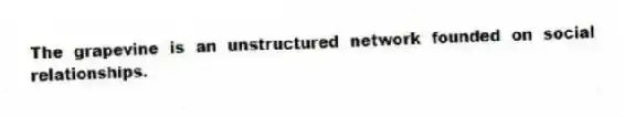 The grapevine is an unstructured network founded on social relationships.