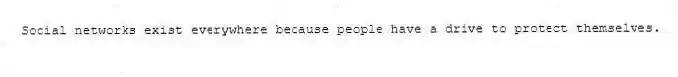 Social networks exist everywhere because people have a drive to protect themselves.