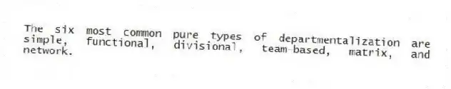 The six most common pure types of departmentalization are simple, functional, divisional, team-based, matrix, and network.